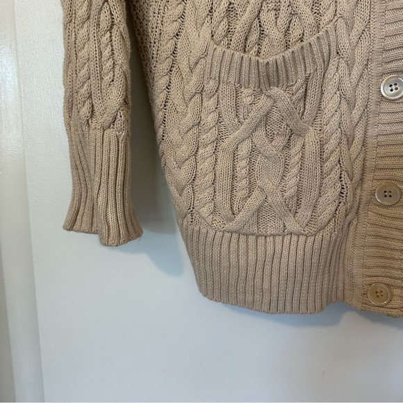 J. Crew Cableknit Chunky Fishermans Button Front Cardigan Womens Medium - Picture 3 of 8